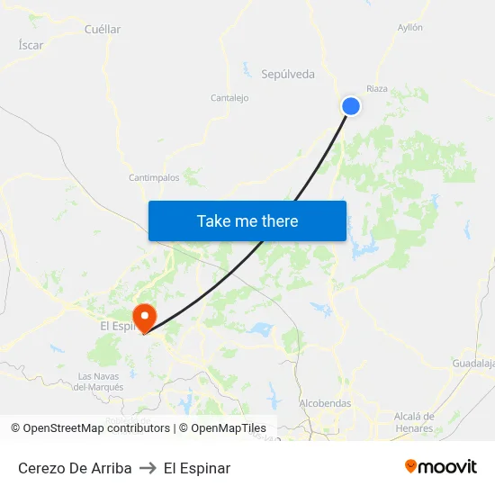 Cerezo De Arriba to El Espinar map