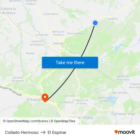 Collado Hermoso to El Espinar map