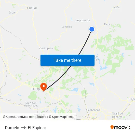 Duruelo to El Espinar map