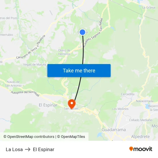 La Losa to El Espinar map