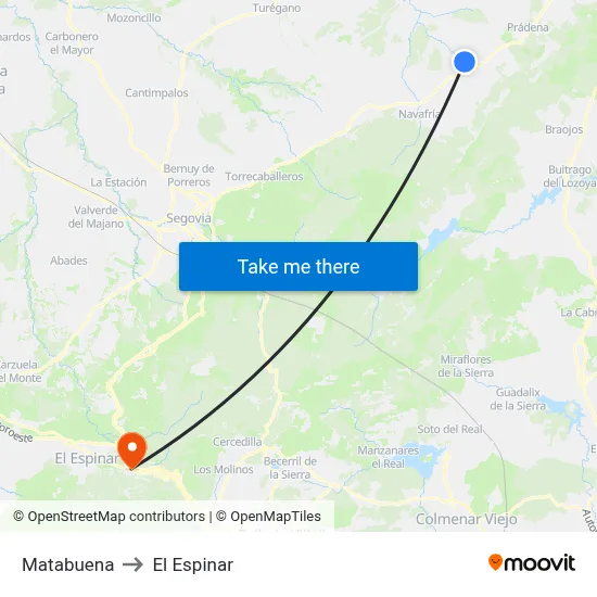 Matabuena to El Espinar map