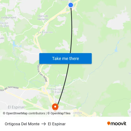 Ortigosa Del Monte to El Espinar map