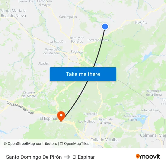 Santo Domingo De Pirón to El Espinar map