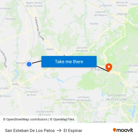 San Esteban De Los Patos to El Espinar map