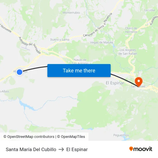 Santa María Del Cubillo to El Espinar map