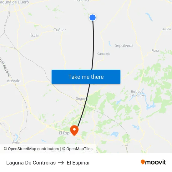 Laguna De Contreras to El Espinar map