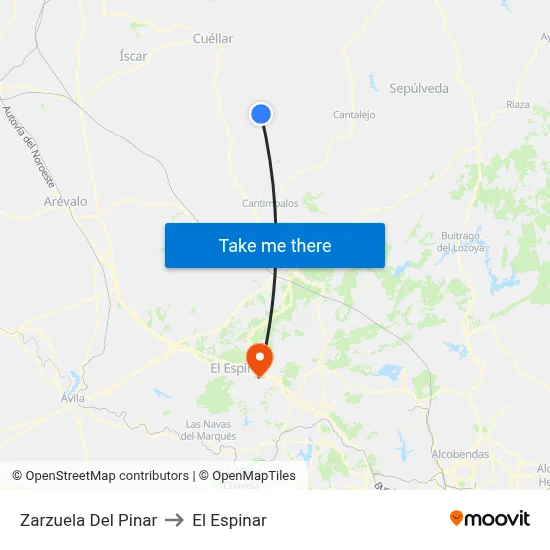 Zarzuela Del Pinar to El Espinar map