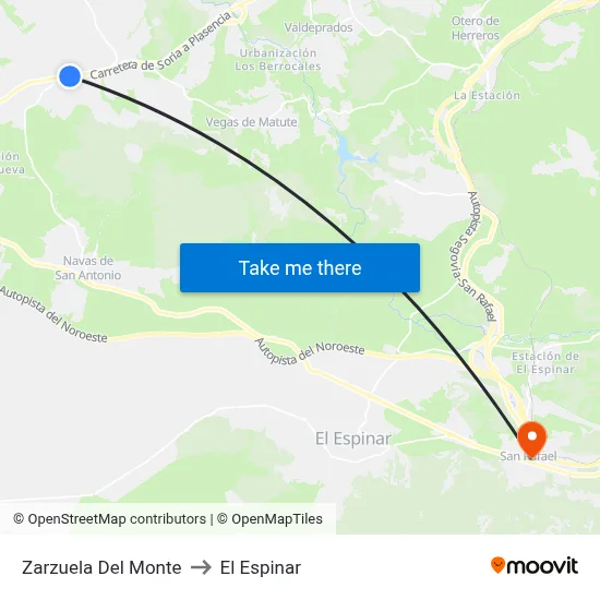 Zarzuela Del Monte to El Espinar map