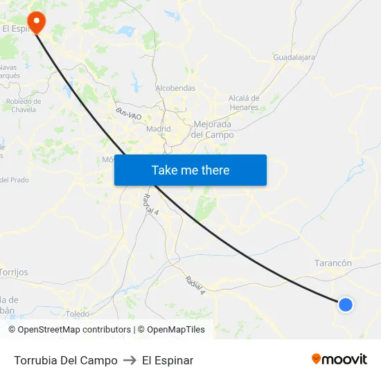 Torrubia Del Campo to El Espinar map