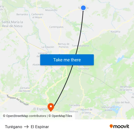 Turégano to El Espinar map