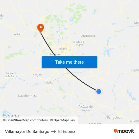 Villamayor De Santiago to El Espinar map