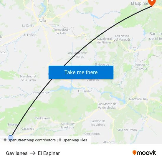Gavilanes to El Espinar map