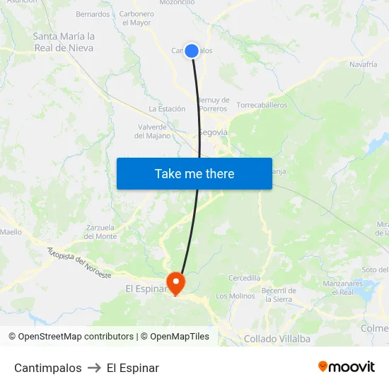 Cantimpalos to El Espinar map