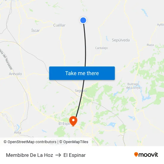 Membibre De La Hoz to El Espinar map