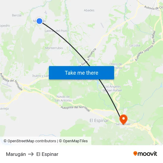 Marugán to El Espinar map