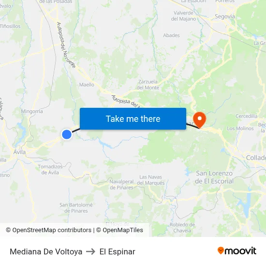 Mediana De Voltoya to El Espinar map