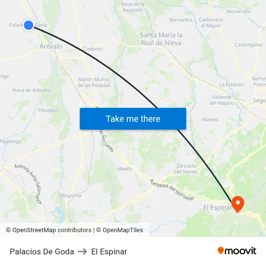 Palacios De Goda to El Espinar map