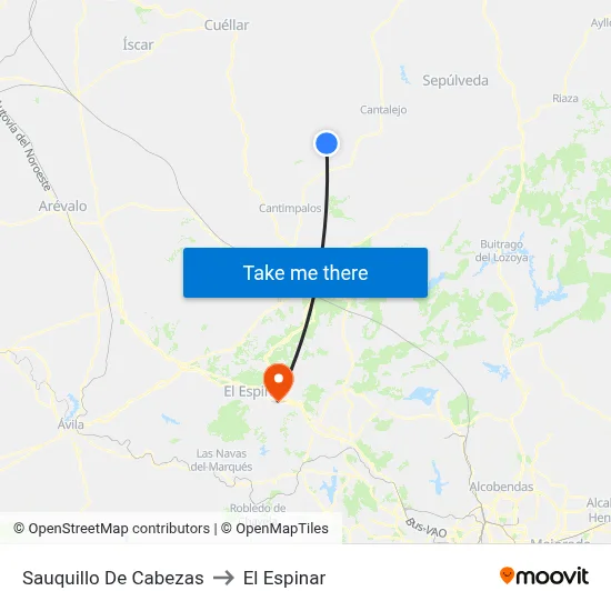 Sauquillo De Cabezas to El Espinar map