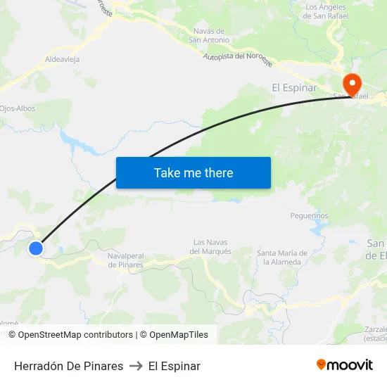 Herradón De Pinares to El Espinar map