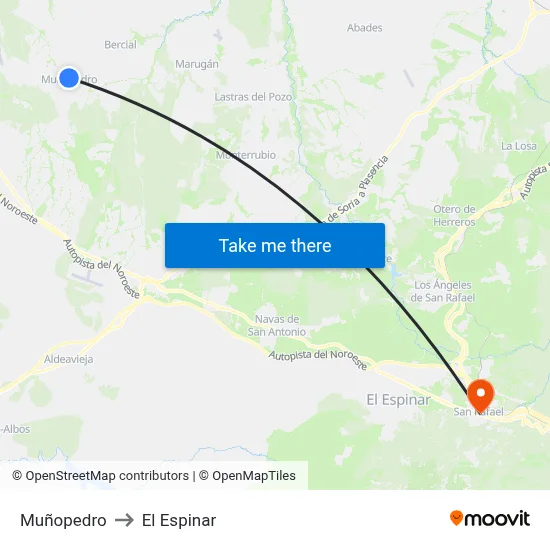 Muñopedro to El Espinar map