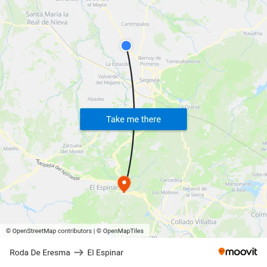Roda De Eresma to El Espinar map