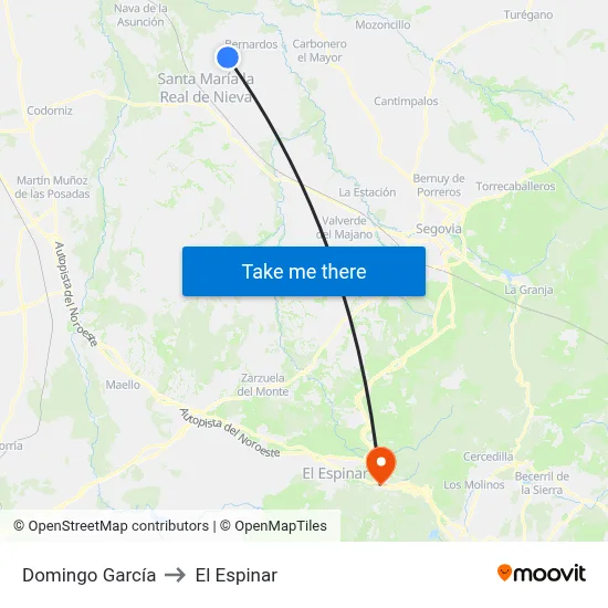 Domingo García to El Espinar map