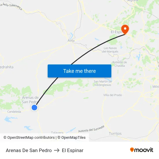 Arenas De San Pedro to El Espinar map