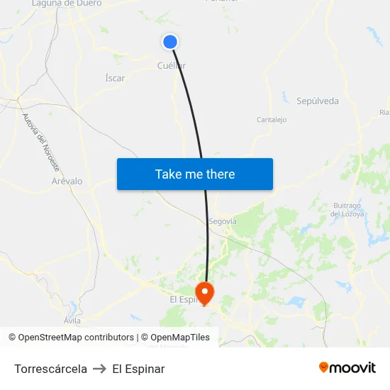 Torrescárcela to El Espinar map