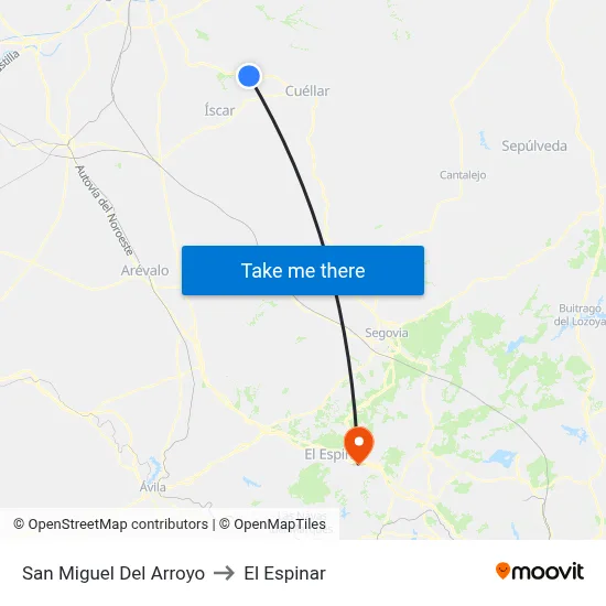 San Miguel Del Arroyo to El Espinar map