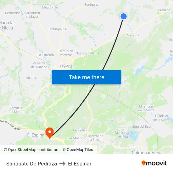Santiuste De Pedraza to El Espinar map