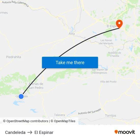 Candeleda to El Espinar map