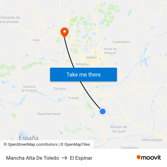 Mancha Alta De Toledo to El Espinar map