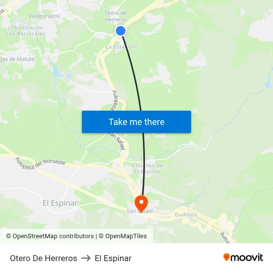Otero De Herreros to El Espinar map