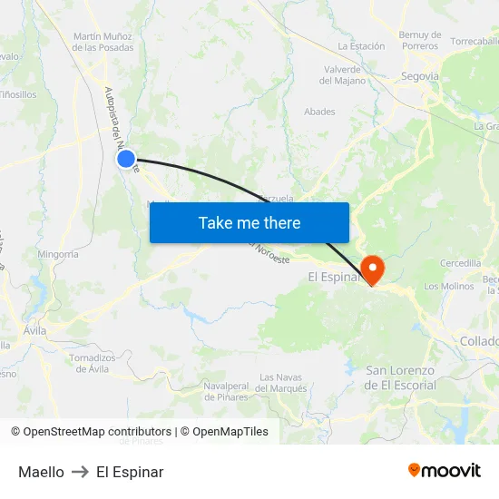 Maello to El Espinar map