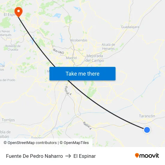 Fuente De Pedro Naharro to El Espinar map