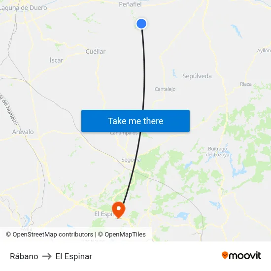 Rábano to El Espinar map