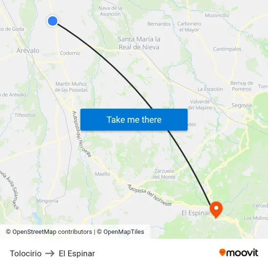 Tolocirio to El Espinar map