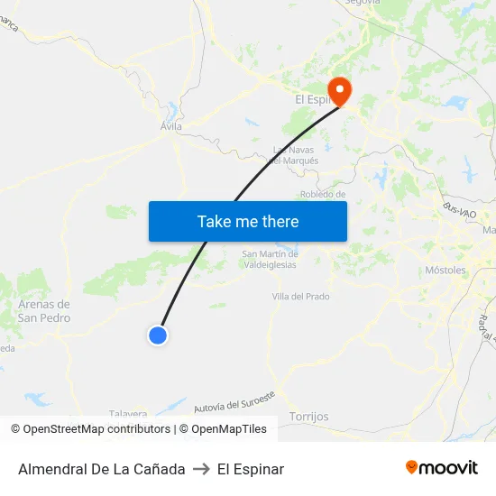 Almendral De La Cañada to El Espinar map