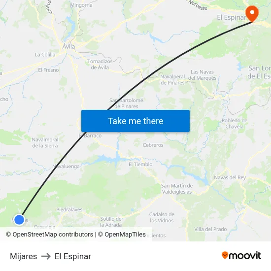 Mijares to El Espinar map