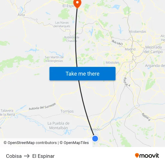 Cobisa to El Espinar map