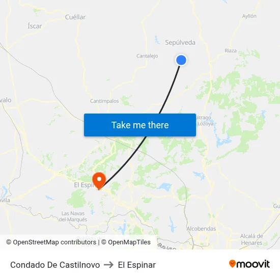 Condado De Castilnovo to El Espinar map