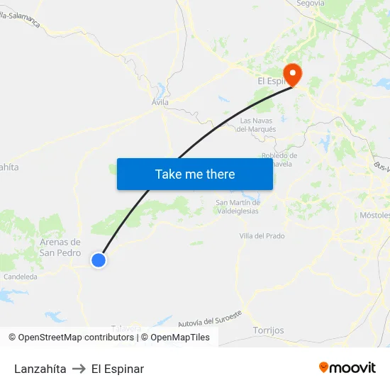 Lanzahíta to El Espinar map