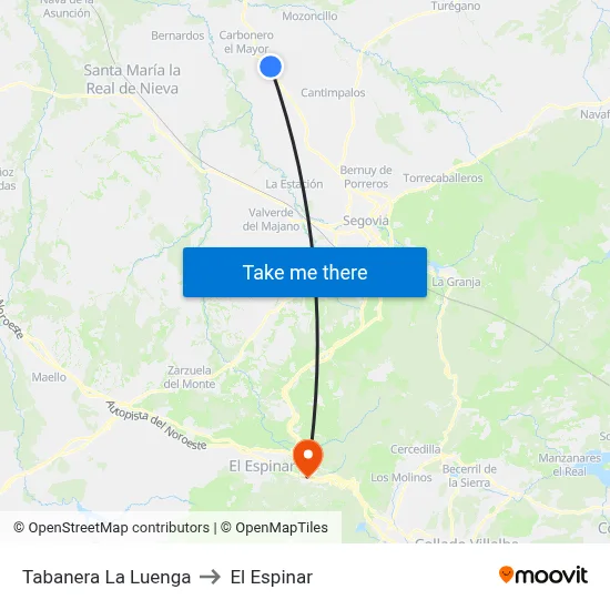 Tabanera La Luenga to El Espinar map