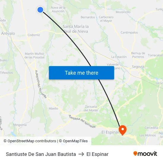 Santiuste De San Juan Bautista to El Espinar map