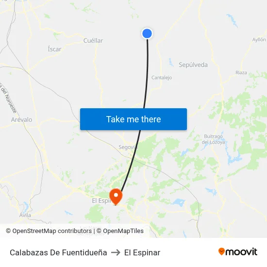 Calabazas De Fuentidueña to El Espinar map