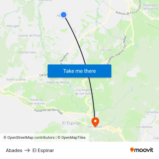 Abades to El Espinar map