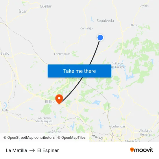 La Matilla to El Espinar map
