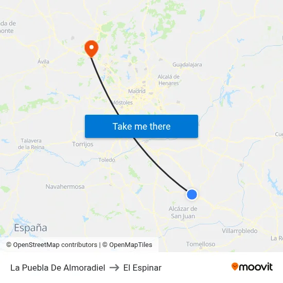 La Puebla De Almoradiel to El Espinar map