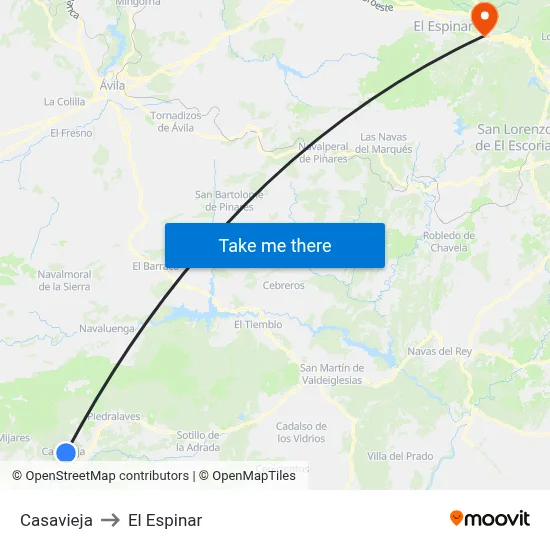 Casavieja to El Espinar map