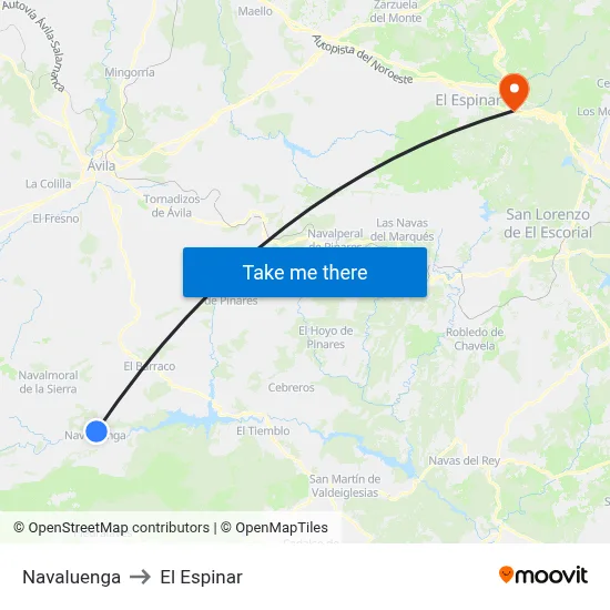 Navaluenga to El Espinar map